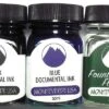 Monteverde Fountain Pen Ink Bottles, Documental Black & Blue W/ Pen Flush