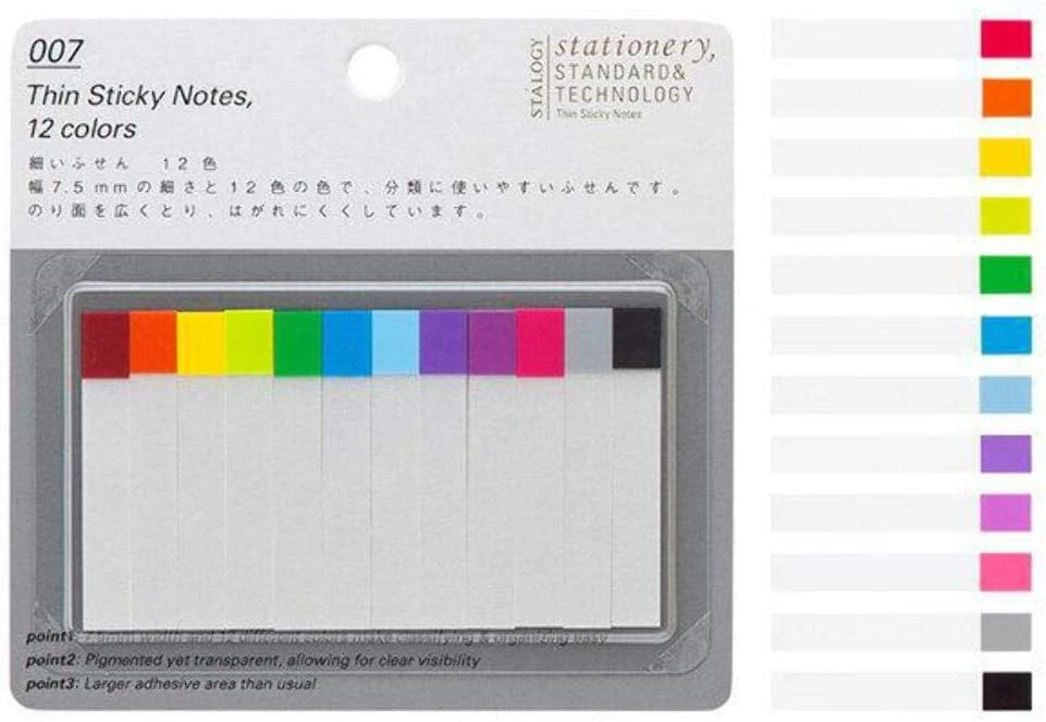 Stalogy Thin Sticky Notes, 12 Colours 1 Stalogy Thin Sticky Notes, 12 Colours