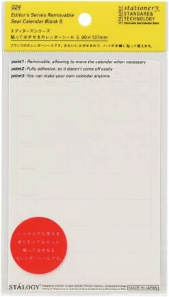 Stalogy Peel And Stick Calendar Sticker (Weekly Format)