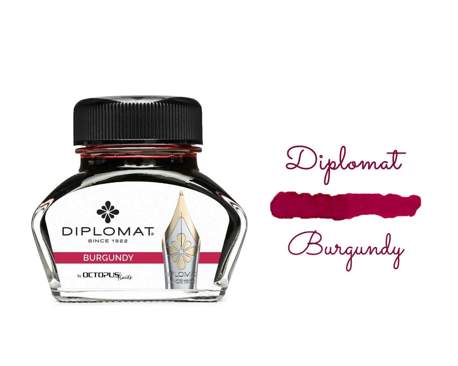 Diplomat Octopus Fountain Pen Ink Bottle, 30ml, Burgundy 1 Diplomat Octopus Fountain Pen Ink Bottle, 30ml, Burgundy
