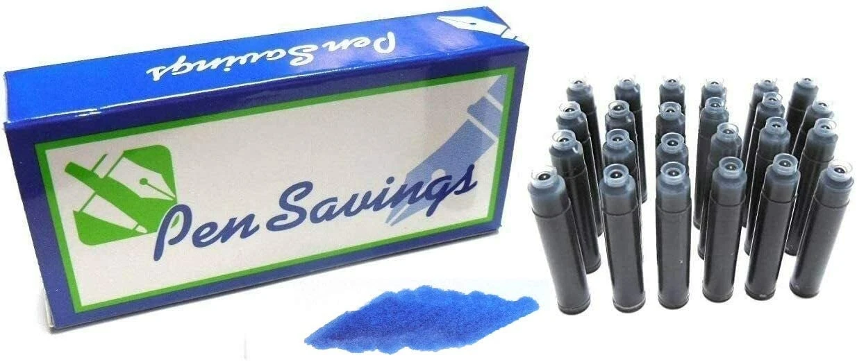 24 Standard International Short Fountain Pen Ink Cartridges, Legal Blue 1 24 Standard International Short Fountain Pen Ink Cartridges, Legal Blue