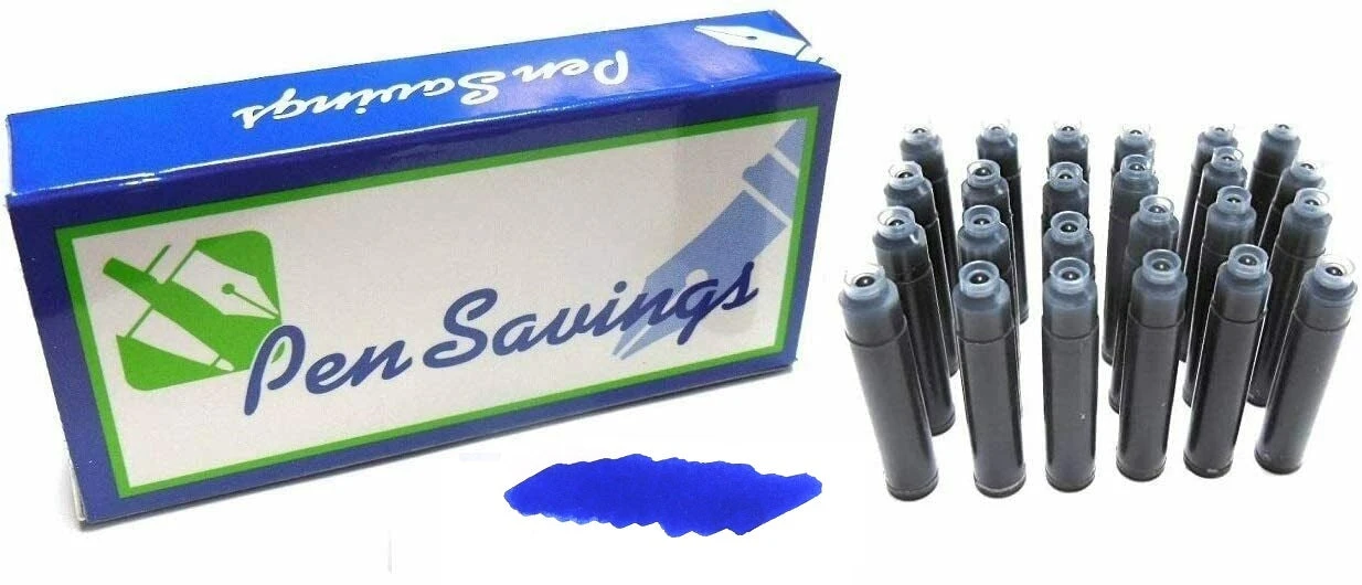 24 Standard International Short Fountain Pen Ink Cartridges, Sapphire Blue 1 24 Standard International Short Fountain Pen Ink Cartridges, Sapphire Blue