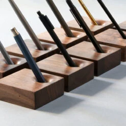 HMM Walnut Block Pen Stand -Stationery Sale Shop Block1200X1200 15