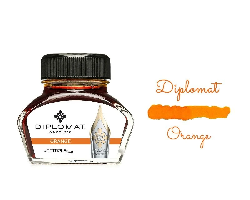 Diplomat Octopus Fountain Pen Ink Bottle, 30ml, Orange 1 Diplomat Octopus Fountain Pen Ink Bottle, 30ml, Orange
