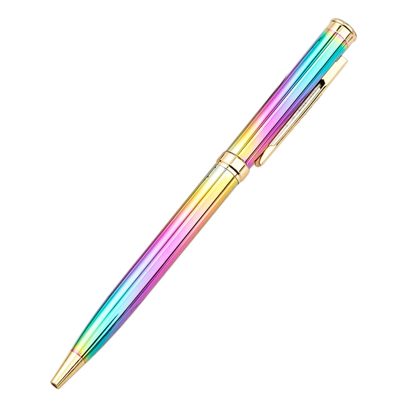 Skyline Metal Rainbow Ballpoint Pen, Gold Plated Accents 1 Skyline Metal Rainbow Ballpoint Pen, Gold Plated Accents