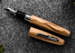 Conklin All American Limited Edition Olive Wood Fountain Pen, Chrome Trim