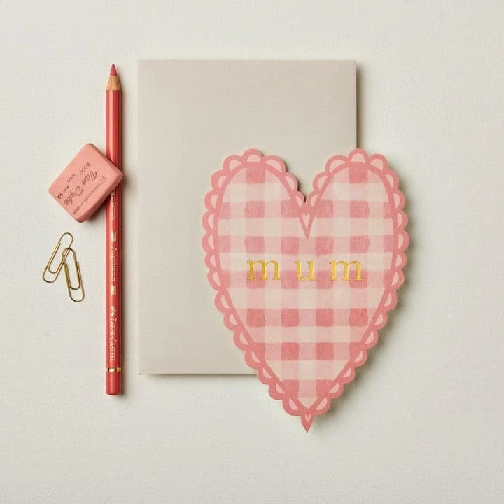 Wanderlust Pink Gingham 'Mum' Heart 1 Wanderlust Pink Gingham 'Mum' Heart