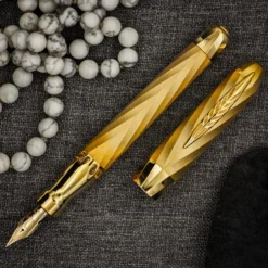 Pineider Matrix Jewelers Limited Edition Sterling Silver Fountain Pen, Yellow Gold