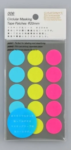 Stalogy Masking Dots - Circular Masking Tape Patches (20mm) -Stationery Sale Shop neon 20mm