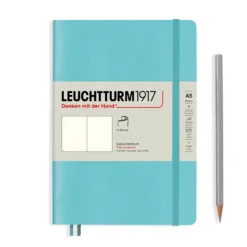 Leuchtturm 1917 Softcover A5 Notebook - Aquamarine -Stationery Sale Shop notebook medium a5 softcover 123 numbered pages aquamarine plain scaled