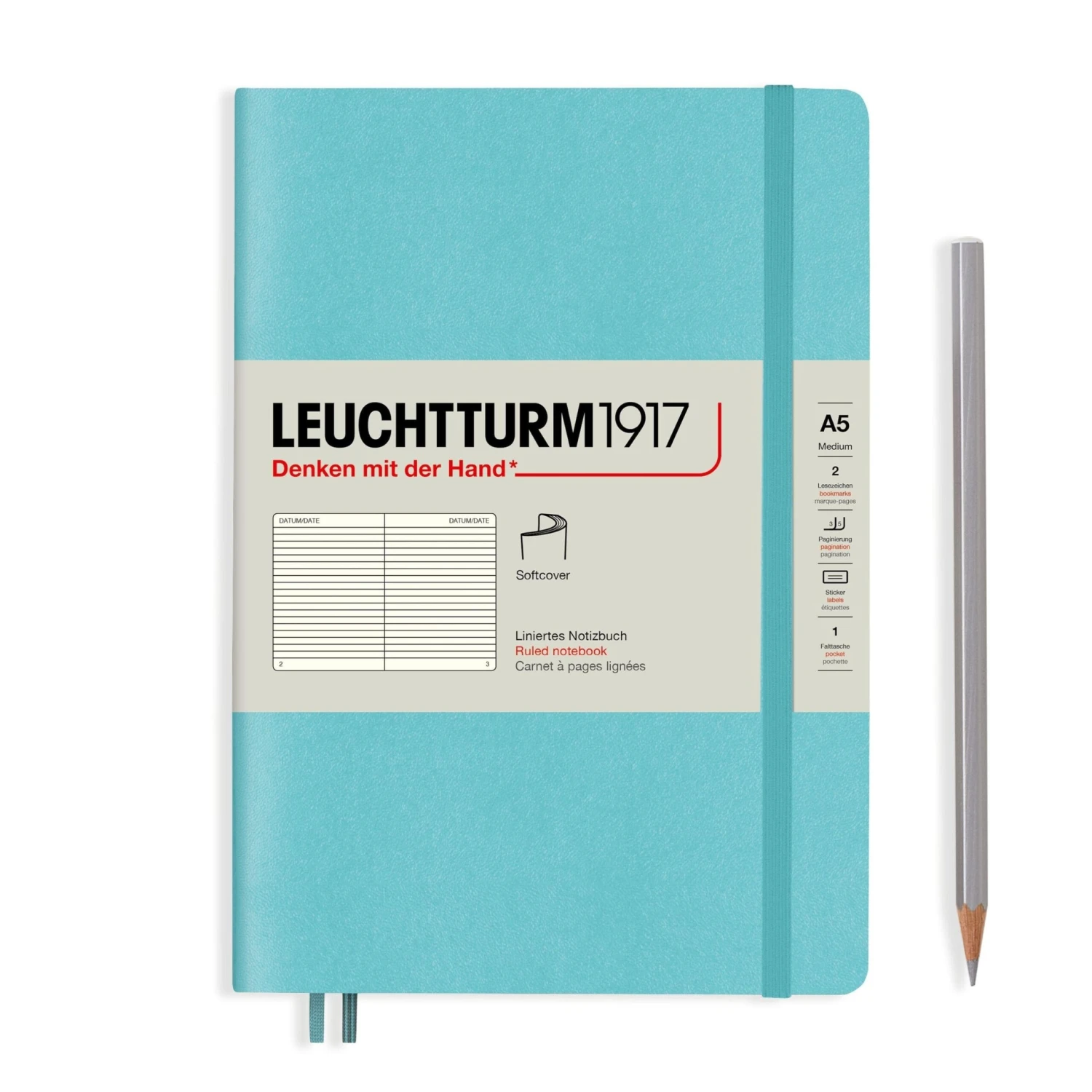 Leuchtturm 1917 Softcover A5 Notebook - Aquamarine 2 Leuchtturm 1917 Softcover A5 Notebook - Aquamarine - Image 2
