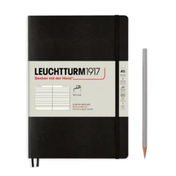 Leuchtturm 1917 Softcover A5 Notebook - Black 5 Leuchtturm 1917 Softcover A5 Notebook - Black -Stationery Sale Shop notebook medium a5 softcover 123 numbered pages black ruled scaled
