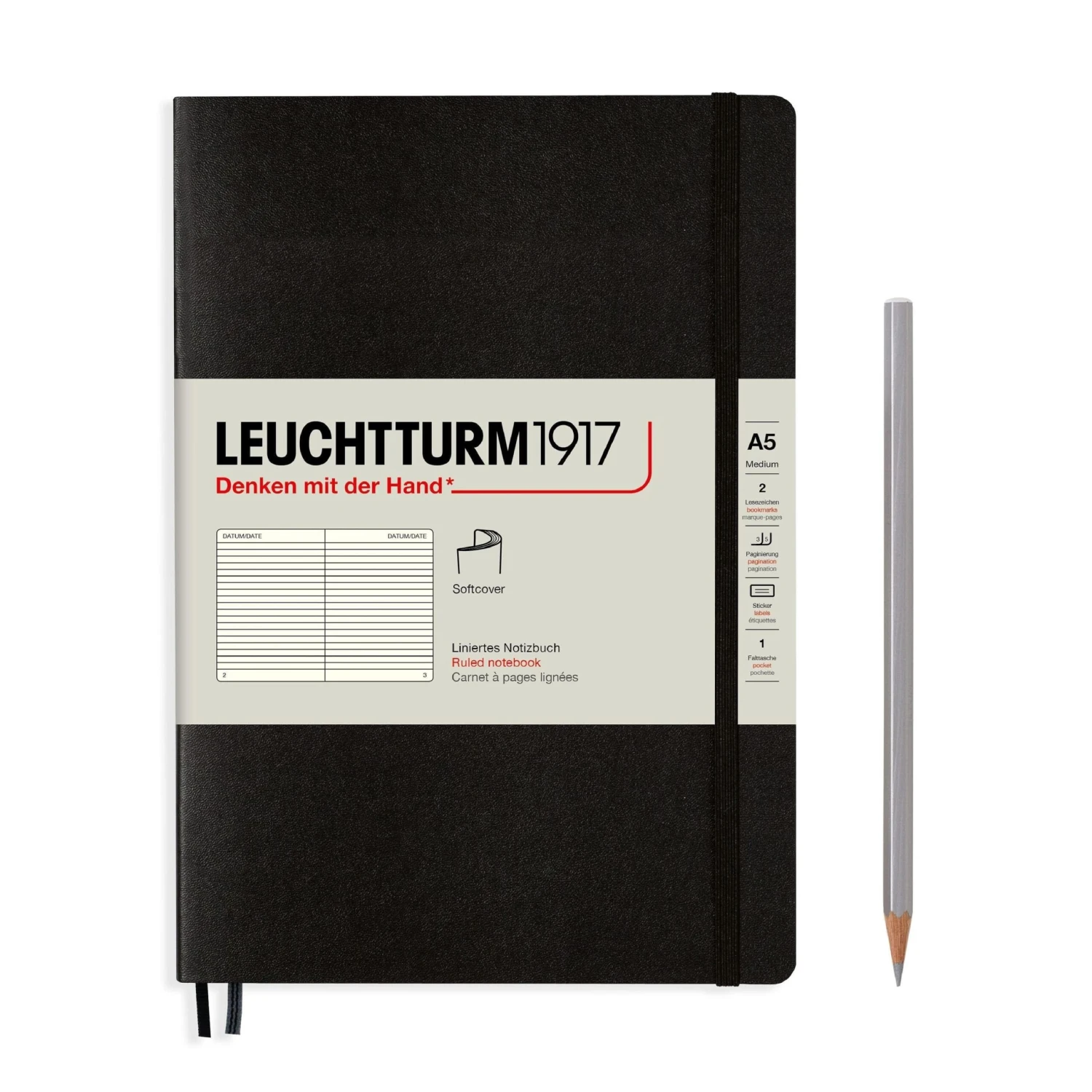 Leuchtturm 1917 Softcover A5 Notebook - Black 3 Leuchtturm 1917 Softcover A5 Notebook - Black - Image 3