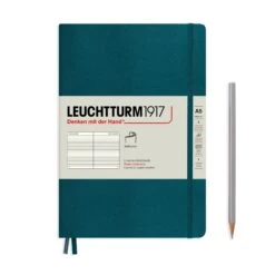 Leuchtturm 1917 Softcover A5 Notebook - Pacific Green -Stationery Sale Shop notebook medium a5 softcover 123 numbered pages pacific green ruled