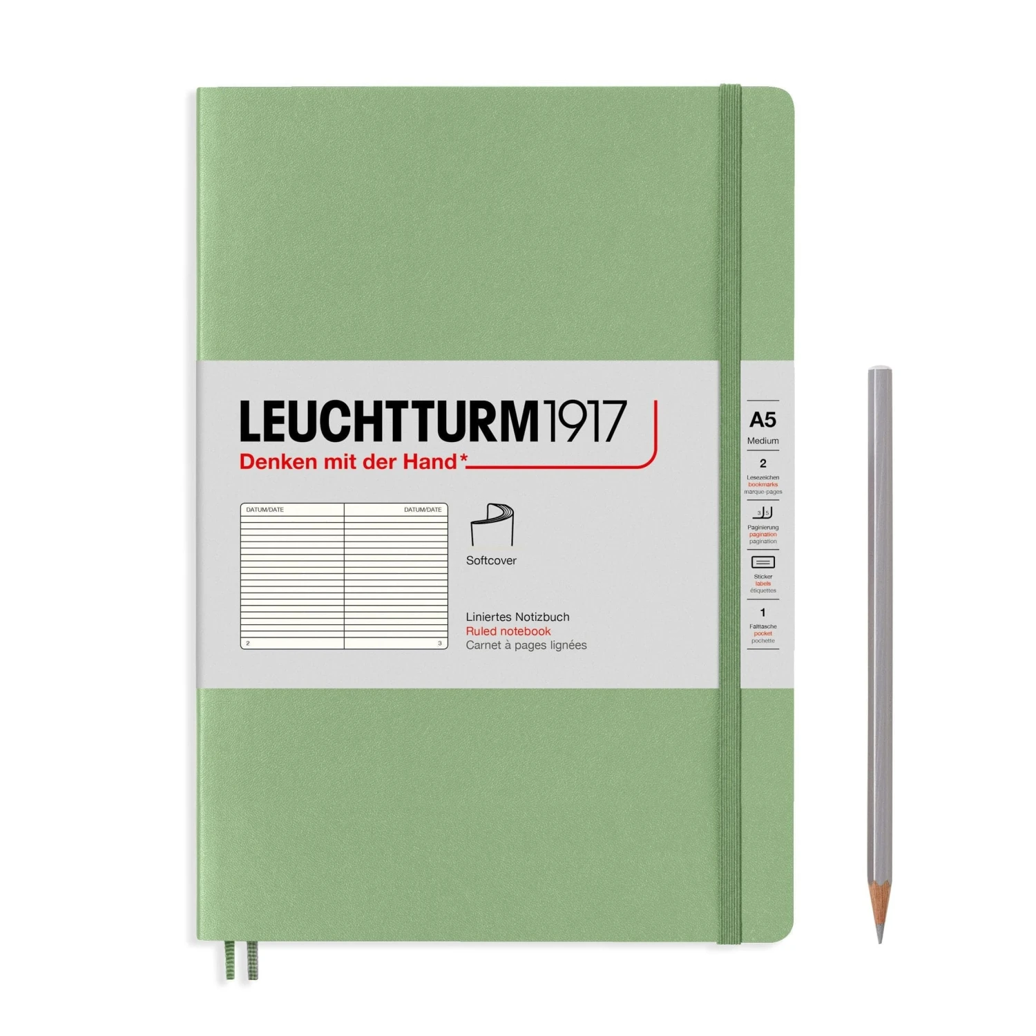 Leuchtturm 1917 Softcover A5 Notebook - Sage 2 Leuchtturm 1917 Softcover A5 Notebook - Sage - Image 2