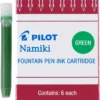 Pilot Namiki Fountain Pen Ink Cartridges, Green, 6pk