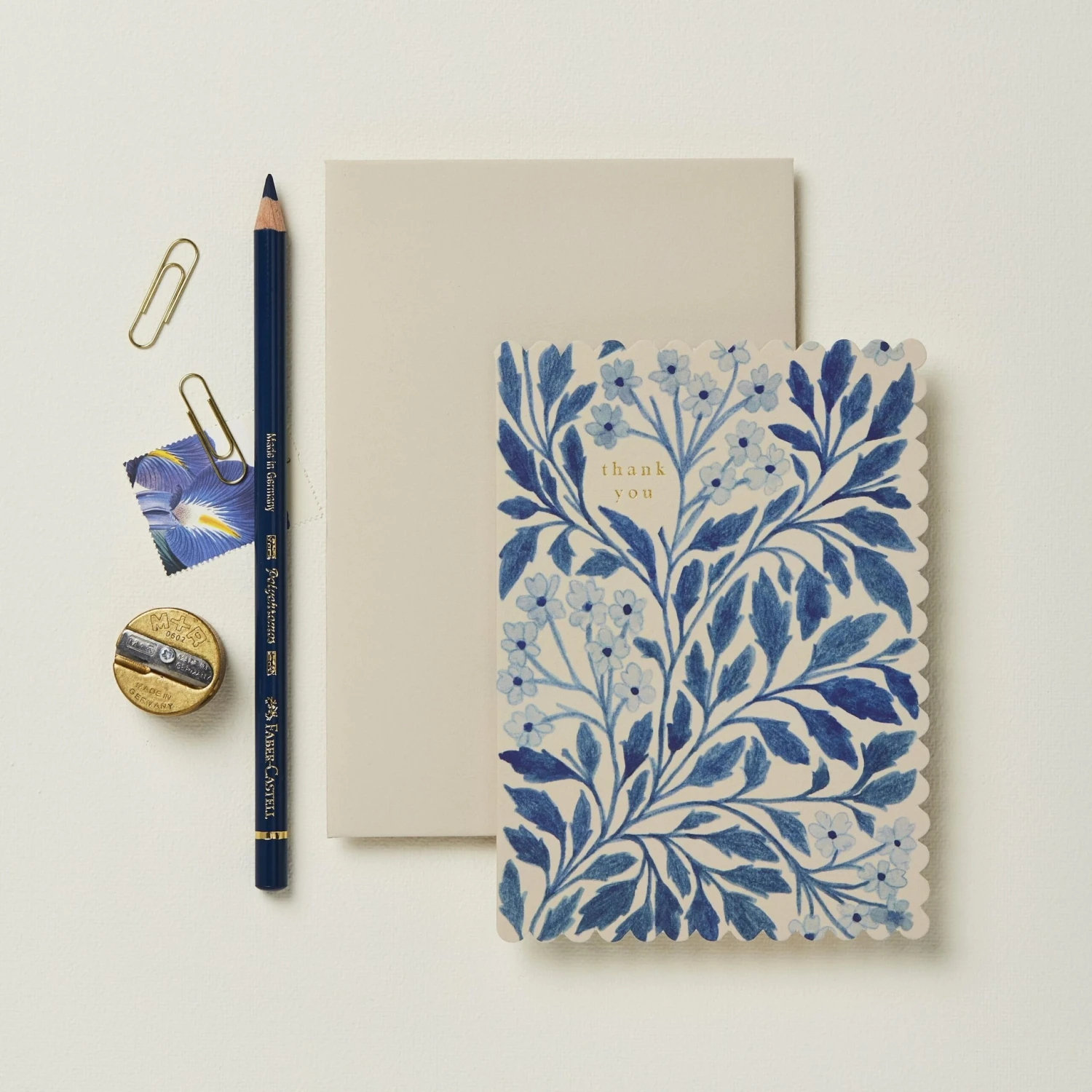 Wanderlust Blue Flora Thank You Card 1 Wanderlust Blue Flora Thank You Card