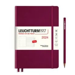 Leuchtturm1917 2024 Weekly Planner & Notebook (A5) -Stationery Sale Shop weekly planner notebook medium a5 2024 with booklet port red english 83c123d7 2409 4738 b743 57dba34b8ce8